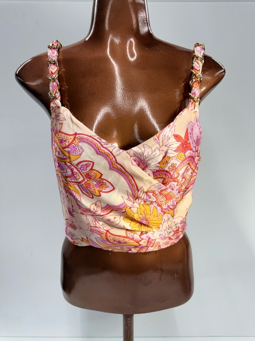 Zara Floral Crop Top S Y2K Coquette Boho Party Festival Satin